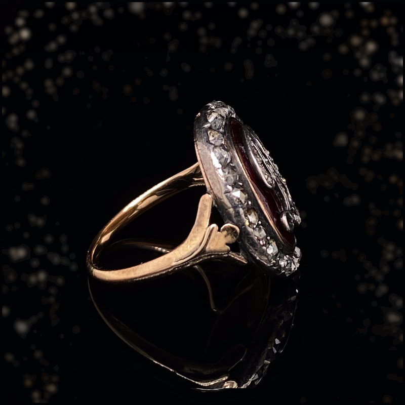 Georgian 18th Century Rose Cut Diamond Ring Panel Rings 18K Gold